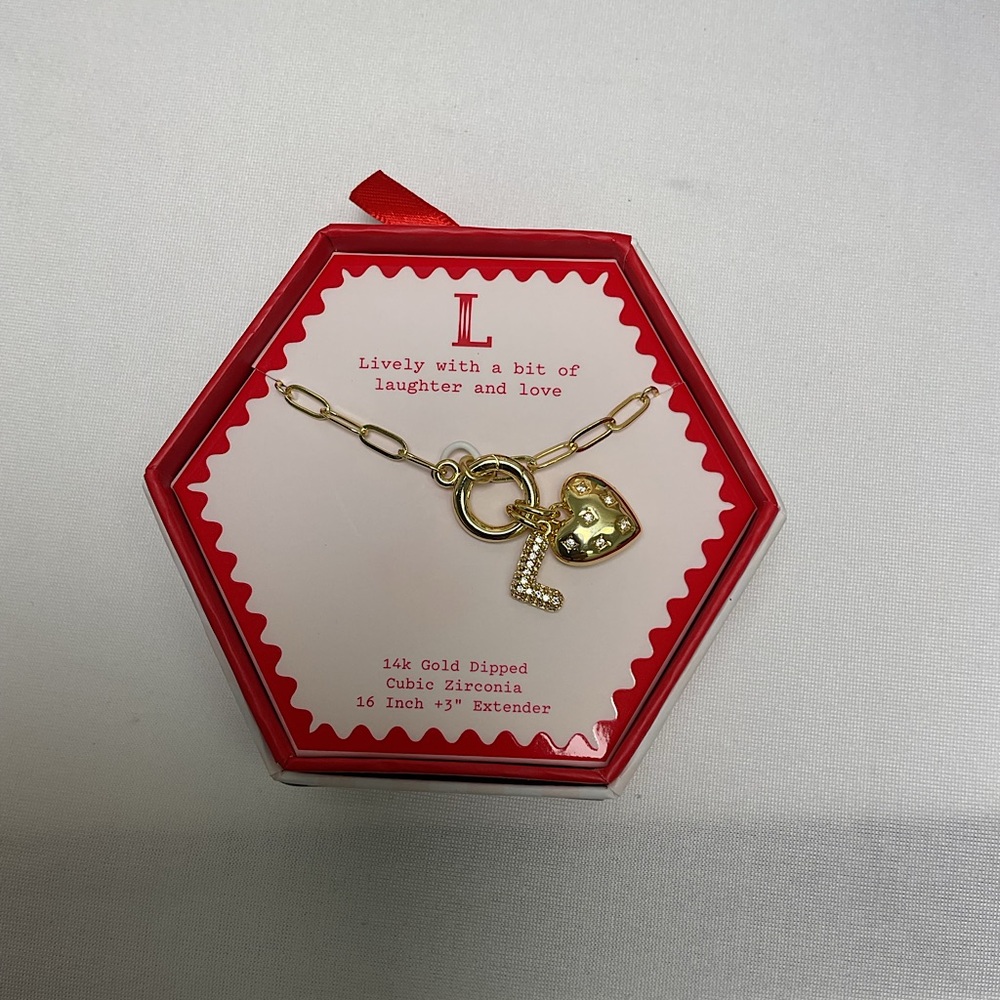 Gold Dipped Heart and Initial “L”  Necklace - brand new